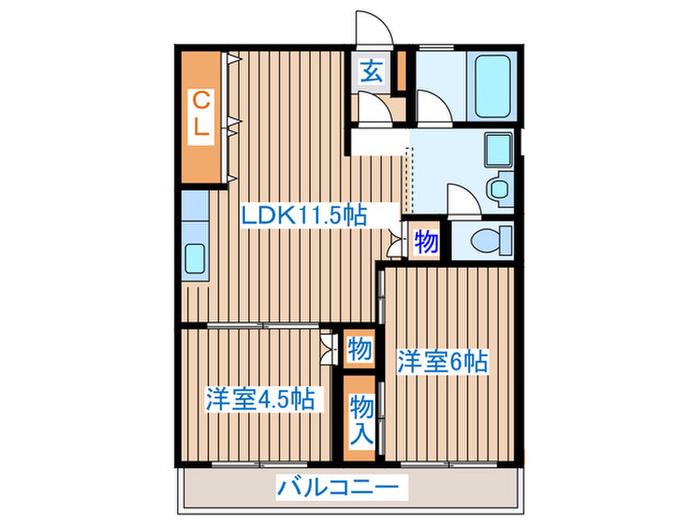 花園レジデンス(2LDK/3階)の間取り写真