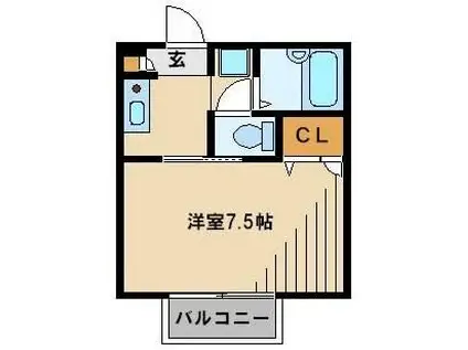 クレイドル(1K/2階)の間取り写真