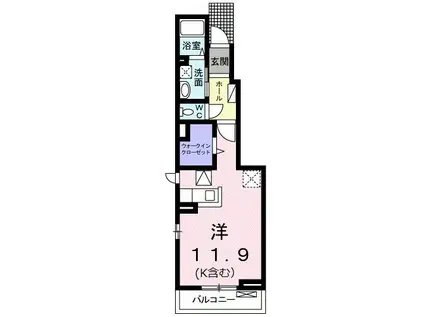 ファイン ヴィラ A(ワンルーム/1階)の間取り写真