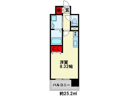 デザイナーズ ざ・片野(ワンルーム/12階)の間取り写真