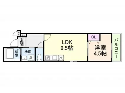 フジパレス中之島イースト(1LDK/3階)の間取り写真