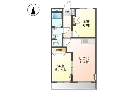 アメニティーハイツ2(2LDK/2階)の間取り写真