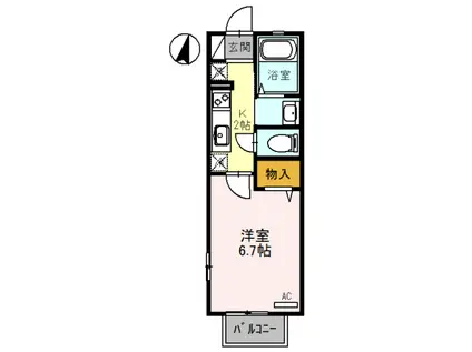 シャーメゾン本山北町(1K/2階)の間取り写真