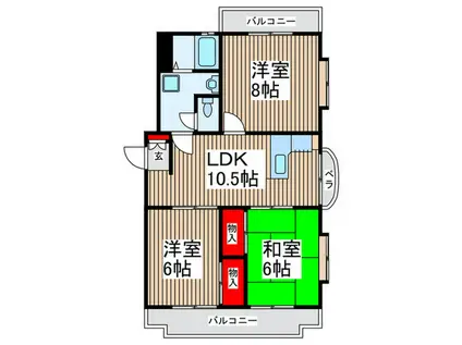 ベルヴィーユ(3LDK/1階)の間取り写真