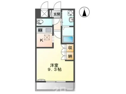 アンベリール南(1K/1階)の間取り写真