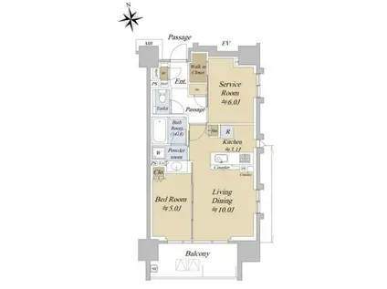 アクシルコート早稲田(1SLDK/3階)の間取り写真