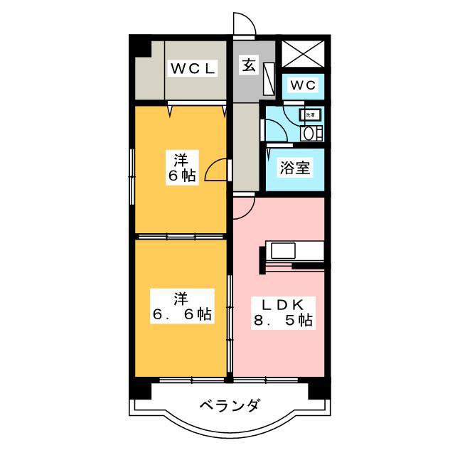 グリーントマト(2LDK/4階)の間取り写真