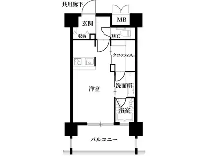 IN SHAPE港(ワンルーム/2階)の間取り写真