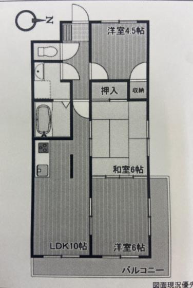 グローバル五日市中央(3LDK/3階)の間取り写真