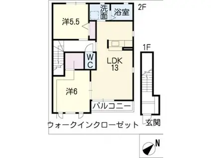 IMAGE B棟(2LDK/2階)の間取り写真