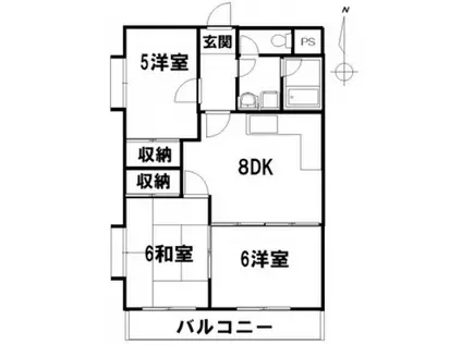 丸ビル 3DK(3DK/2階)の間取り写真