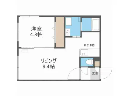 TIAMO SOEN ティアモ桑園(1LDK/4階)の間取り写真