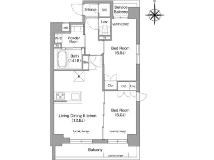 メトロステージPLUS中野弥生町(2LDK/4階)の間取り写真