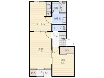 たんぽぽ15号館(2DK/1階)の間取り写真