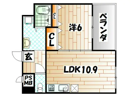 アーリントン(1LDK/12階)の間取り写真