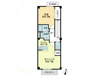 アヴァンセ田村(1LDK/2階)の間取り写真