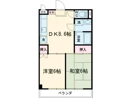 リベルテ2(2DK/3階)の間取り写真