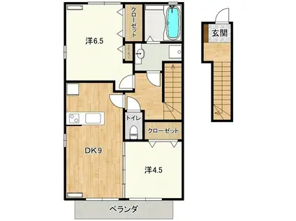 コンフォール(2DK/2階)の間取り写真