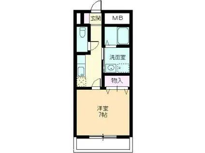 ダイトウ パレス ピースフル(1K/2階)の間取り写真