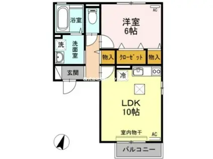 メゾン・ラフィーネC(1LDK/1階)の間取り写真