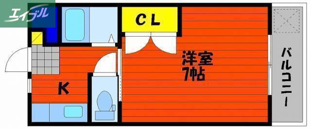 ラ・パルテール福富 壱番館(1K/4階)の間取り写真