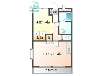 プランドール弐番館(1LDK/1階)の間取り写真