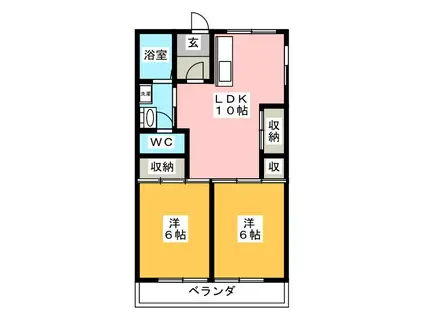 大憲ビル(2LDK/4階)の間取り写真