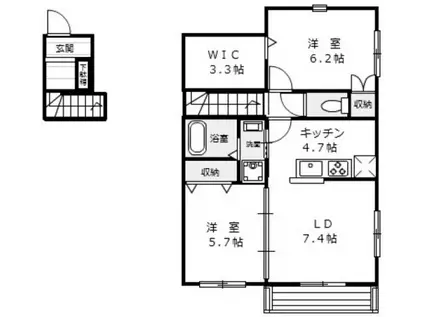 フィカーサミウラ(2SLDK/2階)の間取り写真