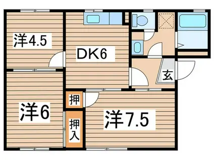 ソシアV(3DK/1階)の間取り写真