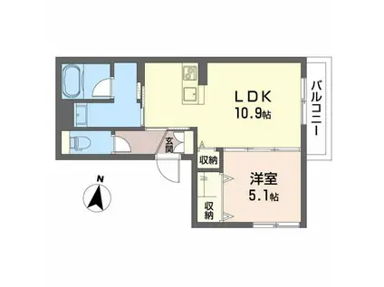 シャーメゾン リヴィエール小津(1LDK/2階)の間取り写真