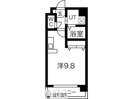 ヴィラ原山 南館(ワンルーム/3階)の間取り写真