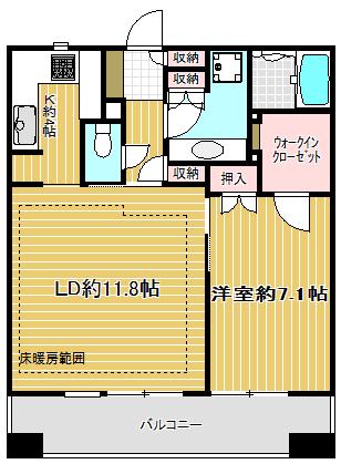 ライオンズタワー五反田(1LDK/18階)の間取り写真