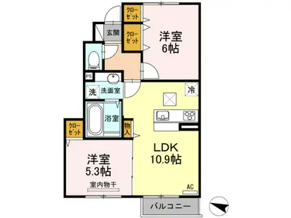 パイン コート(2LDK/1階)の間取り写真