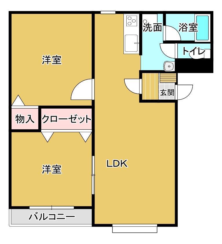 ベルシャルマンI(2LDK/1階)の間取り写真