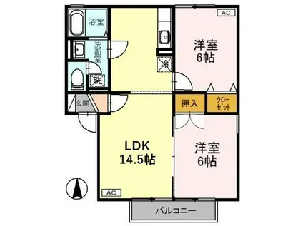モンテベールE棟(2LDK/2階)の間取り写真