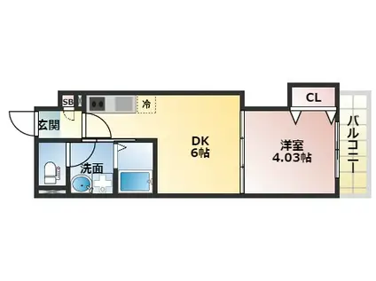 グランステディ天王寺町(1DK/4階)の間取り写真