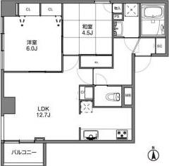 ベルフォーレ御徒町(2LDK/7階)の間取り写真