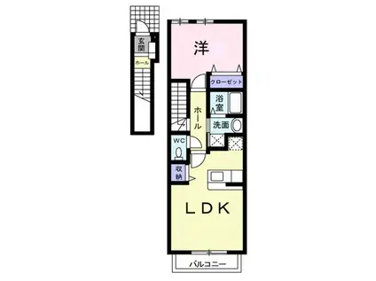 デフィ・チョーB(1LDK/2階)の間取り写真