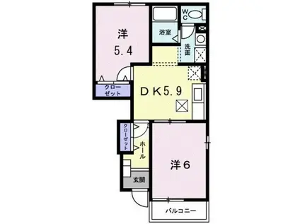 ヴィラ・フォリア(2DK/1階)の間取り写真