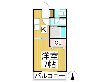 ベルクマンション(1K/4階)の間取り写真
