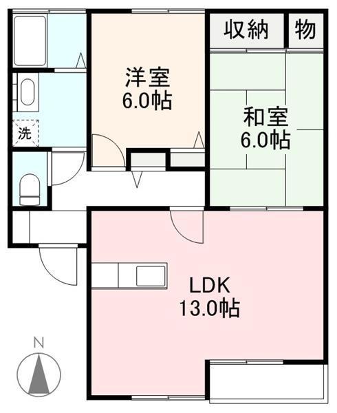 ディアス高松A・B(2LDK/1階)の間取り写真