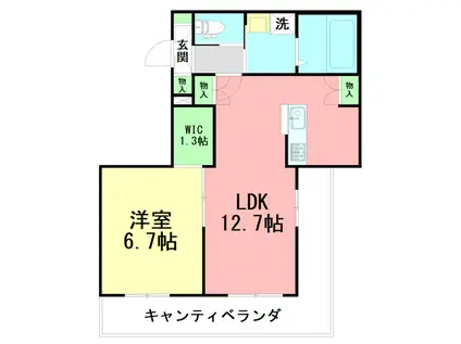 クレール ナカダ(1LDK/1階)の間取り写真