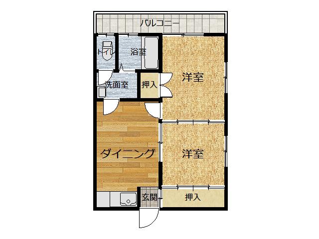 APART マルモ(2DK/1階)の間取り写真
