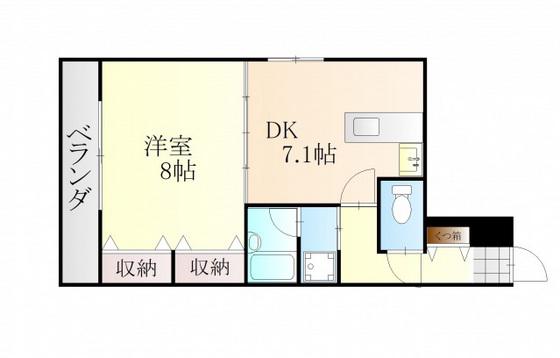 カドモトBLD(1LDK/2階)の間取り写真