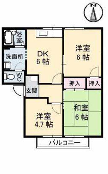 フレグランス南風I(3DK/2階)の間取り写真