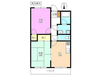 LIMPIA TAKAIDE(2DK/3階)の間取り写真