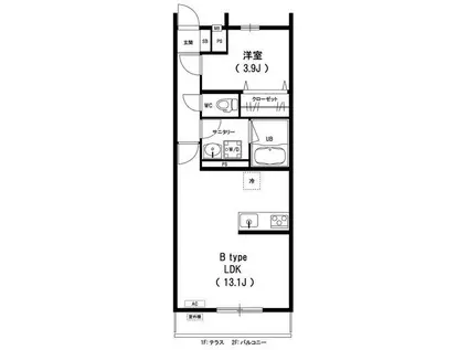 リブリ・MONTANAII(1LDK/1階)の間取り写真