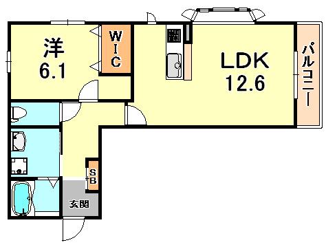 モンテボヌールII(1LDK/1階)の間取り写真
