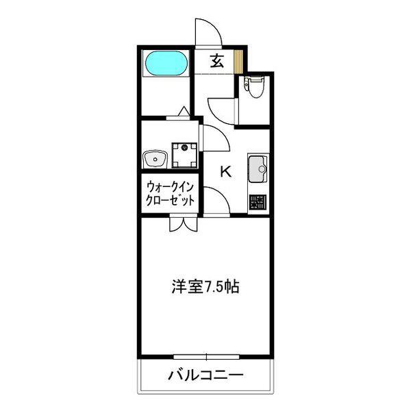ポルトフィーノ長岡(1K/1階)の間取り写真