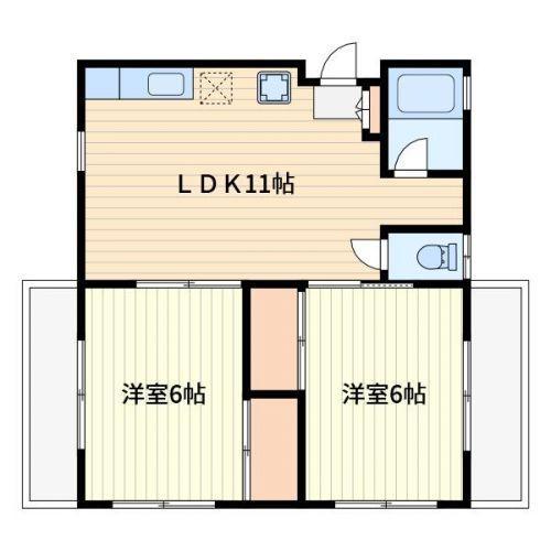 エスコートオノプラザ(2LDK/2階)の間取り写真